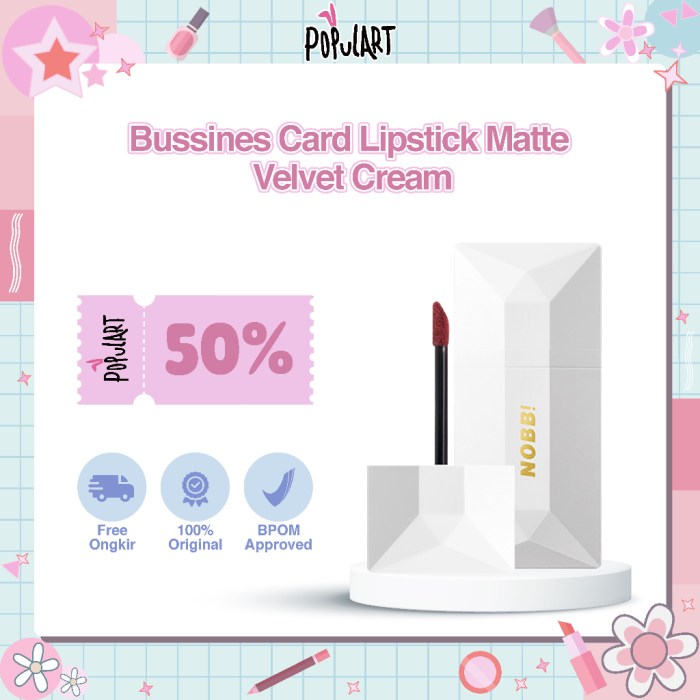 Jual (COD) NOBB - Business Card Lipstick Matte Velvet Cream Waterproof ... Long-Lasting Beauty: Products Designed for Durability